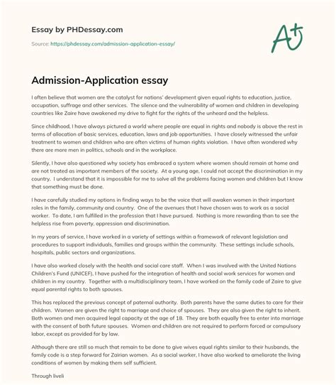 Admission Application Essay Phdessay Com