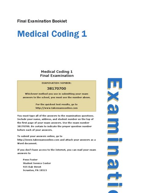 Medical Coding 1 Exam Pdf Patient Test Assessment