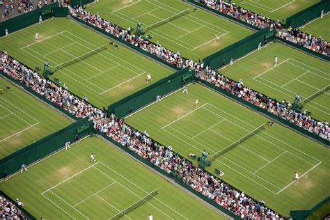 Aerial View Of The Grounds At Wimbledon During The Championships Day