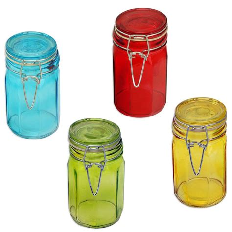 4 Color Glass Jar Set 200ml Spices Jam Jelly Kitchen And Dining