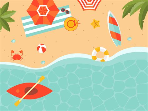 Summer Vacation Summer Beach Poster Vector Illustration 599088 Vector