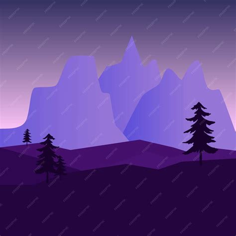 Premium Vector Mountain Sunrise Landscape Silhouette Illustration