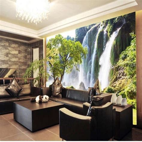 Beibehang Custom 3d Waterfall Landscape Wallpaper Living Room Sofa 3d