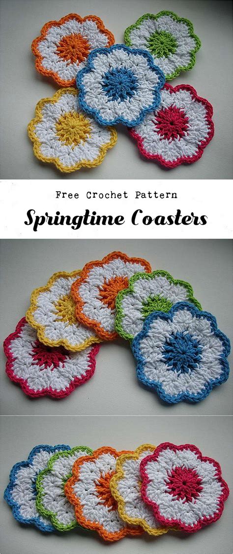 Crochet Springtime Coasters Pretty Ideas