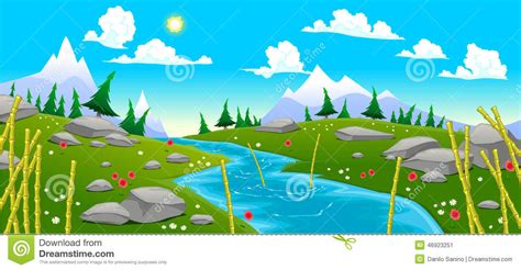 Mountain Landscape With River Stock Vector Image 46923251