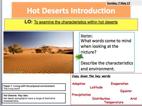 Intro To Hot Deserts Aqa Teaching Resources