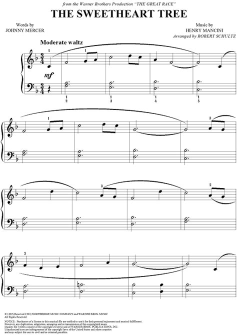 The Sweetheart Tree Sheet Music For Big Note Piano Sheet Music Now