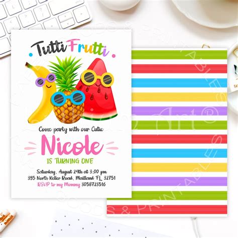 Tutti Frutti Birthday Invitation Printable Files Etsy