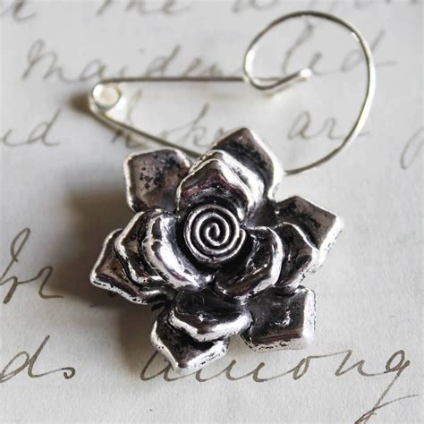 Swirl Pin With Tibetan Silver Rose By Zamsoe