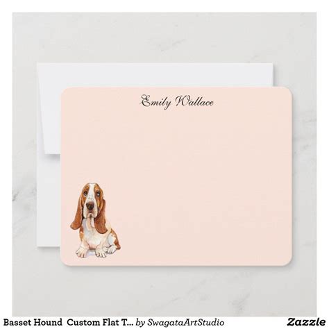 Basset Hound Custom Flat Thank You Notes Personalized Note Cards Personalized Stationery