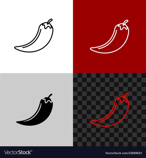Red Hot Chili Pepper Line Icon Pepper Whole Logo Vector Image