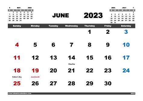 Free Printable June 2023 Calendar Pdf And Variety Formats Name