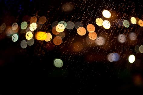 Lights Rain Bokeh Multicolored Glass Macro Drops Night Wallpaper