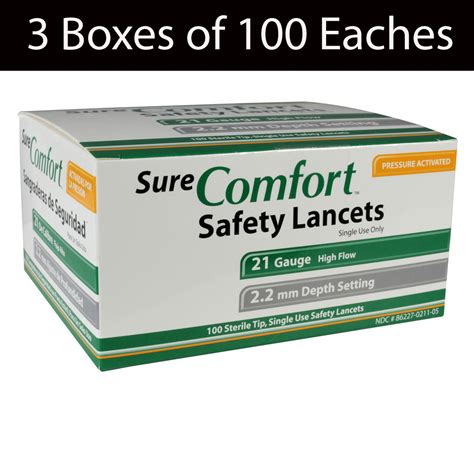 Surecomfort Safety Lancets 21g 28 2110 3 Boxes Of 100 Chiron Medical
