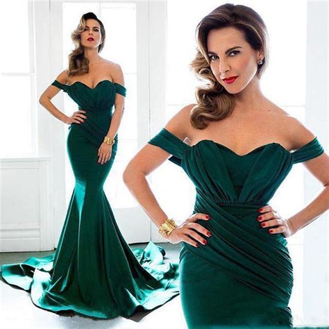 2017 Dark Green Sexy Mermaid Prom Dresses Evening Dress Off Shoulder Sweetheart Formal Gowns