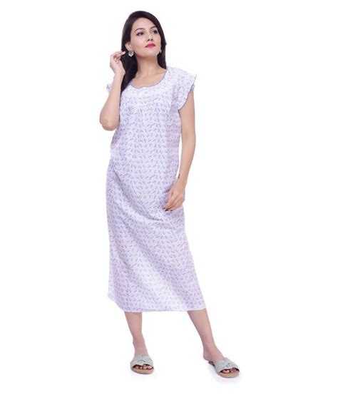 Buy Raj Cotton Nighty And Night Gowns White Online At Best Prices In India Snapdeal