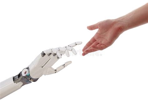 Human And Robot Hands Reaching Artificial Intelligence Concept 3d