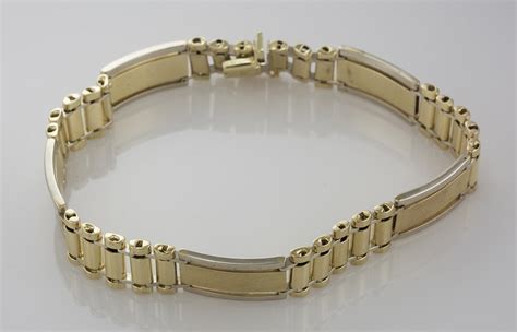 Latest gold bracelet designs collction for men online. 14k Yellow Gold Men's Bracelet with Polished & Brushed ...