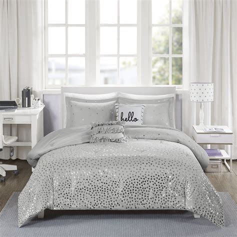 Shop for silver comforter sets at bed bath & beyond. Soft Modern Gray Silver Metallic Glam Geometric Teen ...
