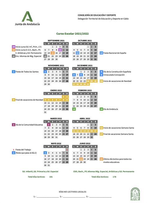 Calendario Escolar Ceip Marqués De Santa Cruz