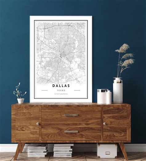 Dallas Tx Map Print Dallas Map Poster Dallas Map Wall Art Etsy