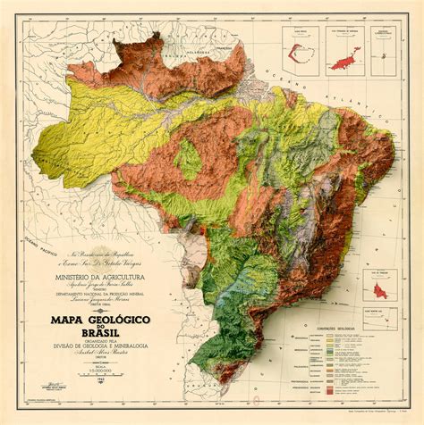 Brasilien Karte Relief Karte Von Brasilien Brasilien Alte Etsy De