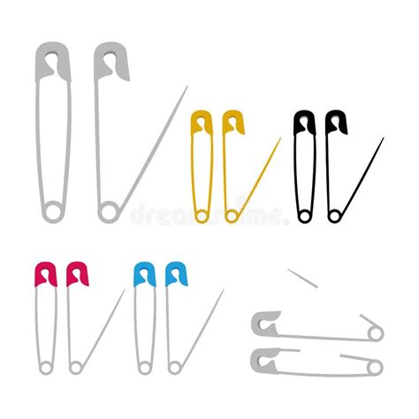 Open And Closed Safety Pins Vector Illustration Stock Vector