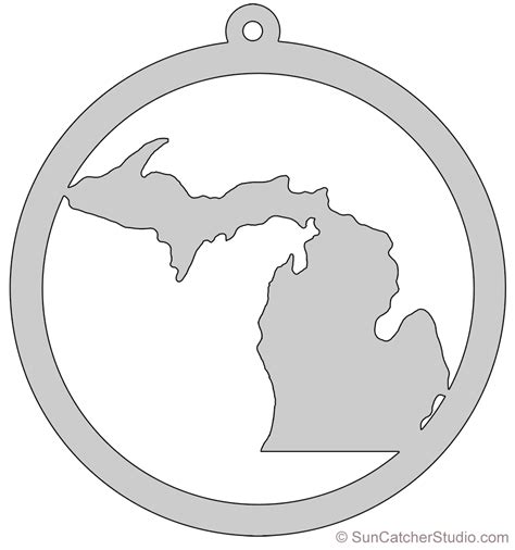 Michigan Map Circle Free Scroll Saw Pattern Shape State Stencil Clip