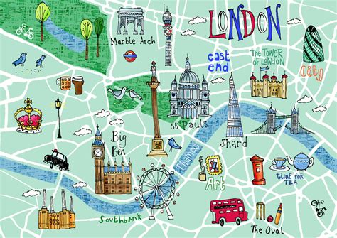 London Illustrated Map Giclee Print Illustrated Mappa Londra Etsy Italia