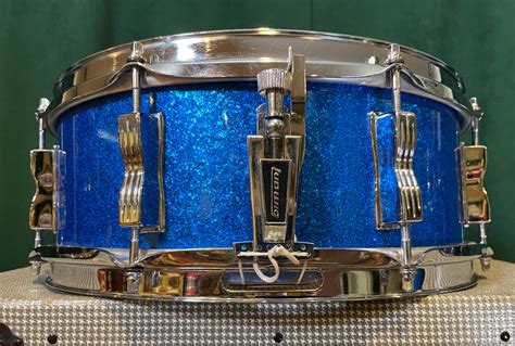 1960s Ludwig 5x14 Jazz Festival Snare Drum Blue Sparkle Drugans