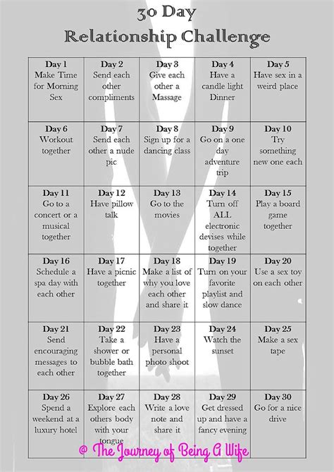 The Journey Of Being A Wife 30 Day Relationship Challenge Relationship Challenge Healthy
