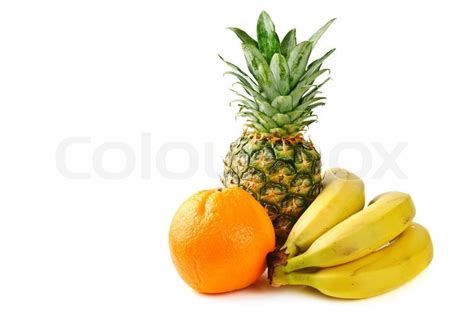 Fresh Tropical Fruits Banana Orange Stock Image Colourbox