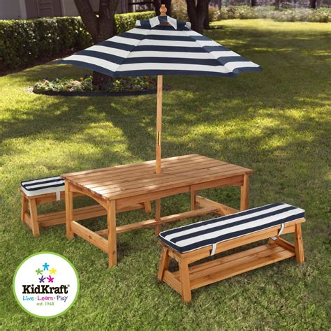 Casual outdoor furniture made of eucalyptus and teak wood, planters, stone tables, and more for patios, decks and porches. Kidkraft Outdoor Kids Table and Chairs Set 2 Chair Benches ...
