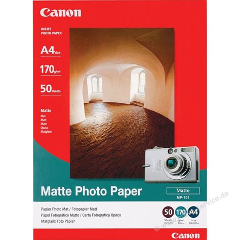 Canon Inkjet Photopapier Mp 101 A4 Matt 170 G 50 Blatt Brevo Servicede