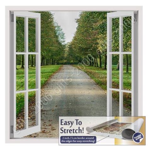 Scenic Road Path By Fake 3d Window Canvas Rolled Wall Art Picture