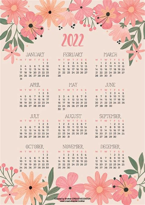 Cute Calendar Print Calendar Yearly Calendar Yearly Planner