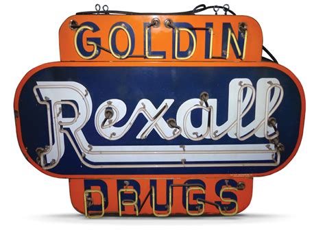 Rexall Drug Store Double Sided Outdoor Sign With New Neon Auburn