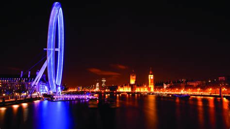 Обои Лондон Ай Англия Путешествие Туризм Ночь London Eye England