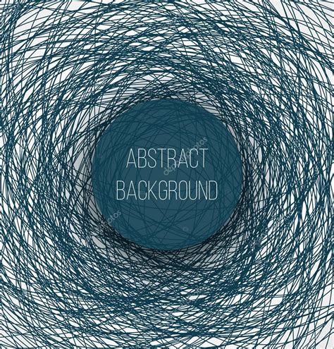 Abstract Blue Chaotic Sketch Lines Background And Circle Banner With