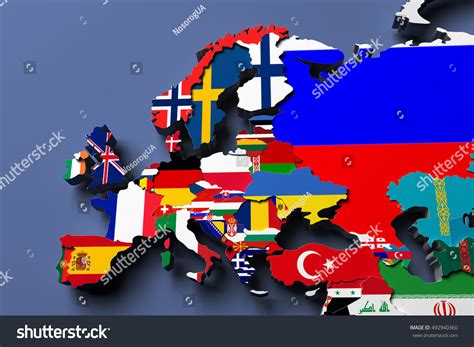 Europe Political Map 3d Rendered Image Stock Illustration 492940360