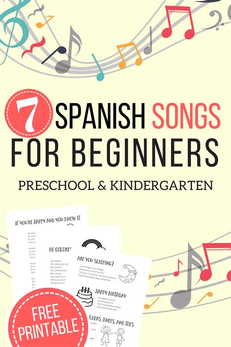 7 Easy Spanish Songs To Sing Lyrics Videos Plus A Free Printable