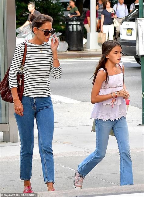 katie holmes matches her look alike daughter suri cruise in denim as she takes