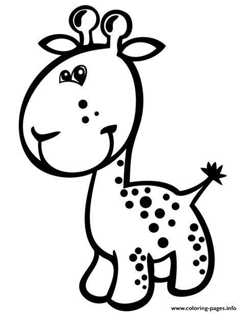 Cute Baby Giraffe For Preschool Kids Coloring Page Printable