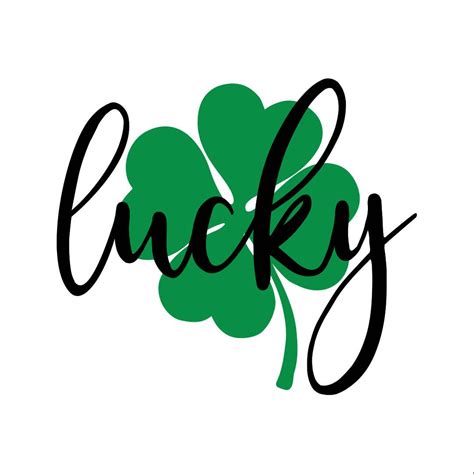 The Word Lucky Written In Black Ink With A Four Leaf Clover