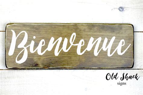 Bienvenue Wood Sign Hand Painted Welcome French Signwelcome Decor