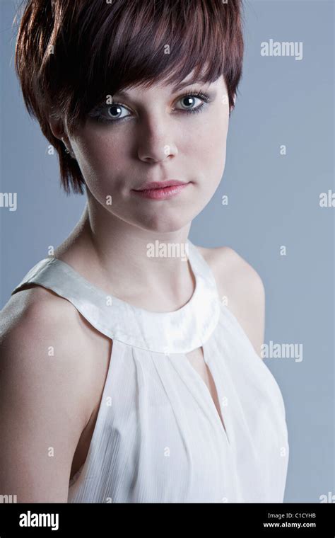 Beautiful Short Haired Teenage Girl Stock Photo Alamy