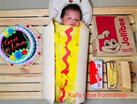 Dad Shares Jollibee Themed Baby Milestones Photos