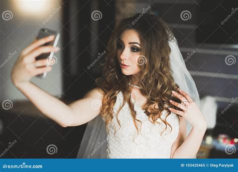 Beautiful Bride Making Selfie In The Home Before Wedding Stock Image Image 103420465