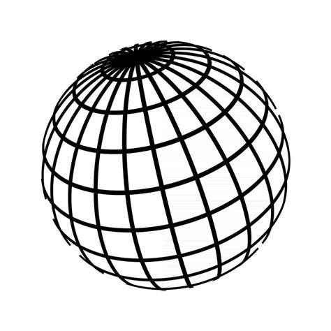 Earth Vector Linear Globe Sphere With Parallels And Meridians Spiral