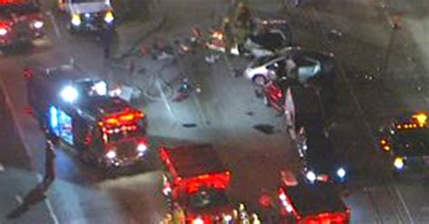 Victim Extricated From Vehicle After 5 Car Pileup On 110 Freeway Cbs Los Angeles